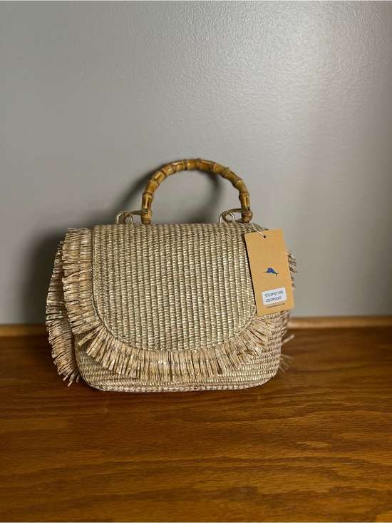 Tommy Bahama Handbags - New Tommy Bahama gold bamboo raffia fringe crossbody hand bag purse